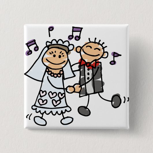 Bride en Groom Celebrate Vierkante Button 5,1 Cm (Voorkant)