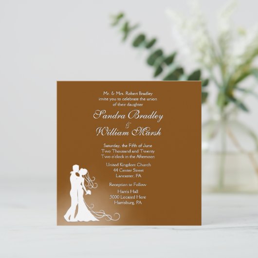 Bride en Groom Chocolate Wedding Kaart (Staand voorkant)