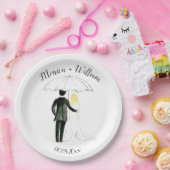 Bride en Groom Classic Modern Stylish Wedding Papieren Bordje (Feest)