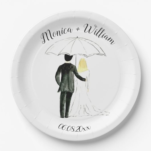 Bride en Groom Classic Modern Stylish Wedding Papieren Bordje (Voorkant)