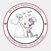 Bride en Groom Classic Round Sticker