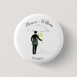 Bride en Groom Couple Elegant Date Wedding Ronde Button 3,2 Cm