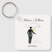 Bride en Groom Couple Elegant Date Wedding Sleutelhanger (Voorkant)