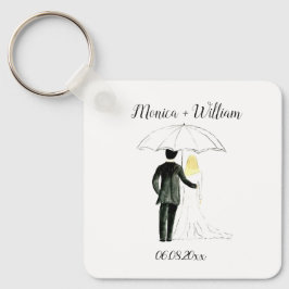 Bride en Groom Couple Elegant Date Wedding Sleutelhanger
