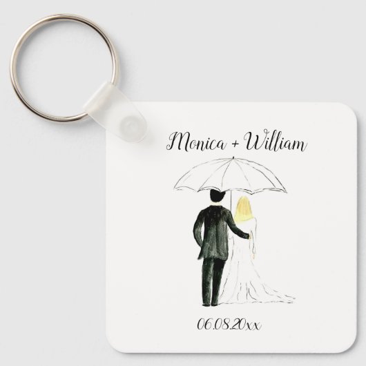 Bride en Groom Couple Elegant Date Wedding Sleutelhanger (Voorkant)