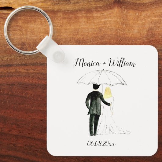 Bride en Groom Couple Elegant Date Wedding Sleutelhanger (Voorkant)