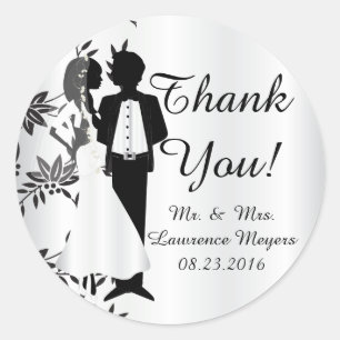 Bride en Groom Dank u Ronde Sticker