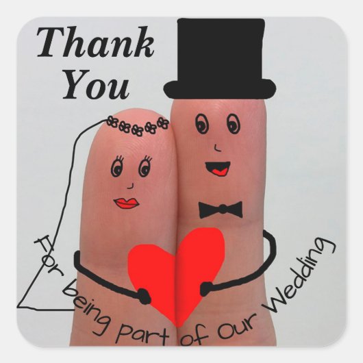 Bride en Groom Dank u Vierkante Sticker (Voorkant)