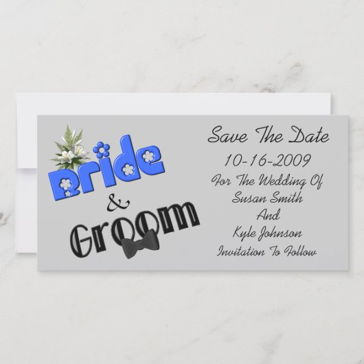 Bride en Groom Design Wedding sparen de Datum Save The Date (Voorkant)