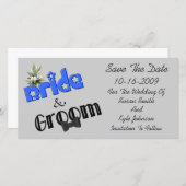 Bride en Groom Design Wedding sparen de Datum Save The Date (Voorkant / Achterkant)