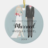 Bride en Groom Eerste Kerstmis Keramisch Ornament (Voorkant)