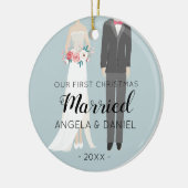 Bride en Groom Eerste Kerstmis Keramisch Ornament (Links)