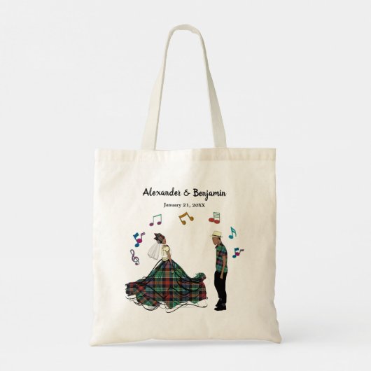 Bride en Groom Elegant Wedding Dance personalisere Tote Bag (Achterkant)