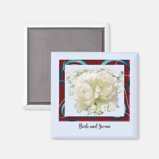 Bride en Groom Floral Wedding Magnet (Voorkant / Achterkant)