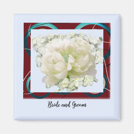 Bride en Groom Floral Wedding Magnet