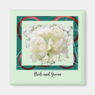 Bride en Groom Floral Wedding Magnet