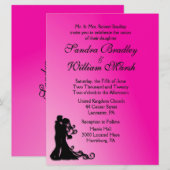 Bride en Groom Fuchsia Kaart (Voorkant / Achterkant)