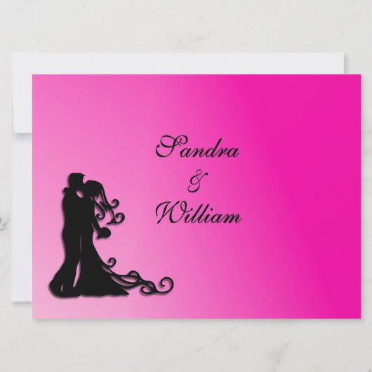 Bride en Groom Fuchsia Kaart (Achterkant)