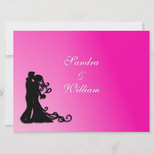 Bride en Groom Fuchsia Kaart (Achterkant)