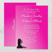 Bride en Groom Fuchsia Kaart (Voorkant / Achterkant)
