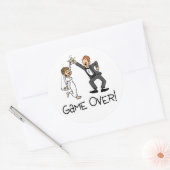 Bride en Groom Game Over Ronde Sticker (Envelop)