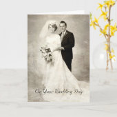 Bride en Groom, Gefeliciteerd bruiloft Kaart (Gele Bloem)