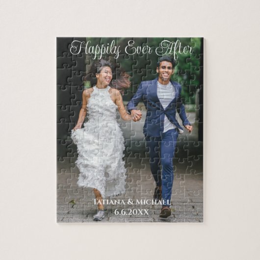 Bride en groom, gelukkig ooit daarna, douane legpuzzel (Verticaal)