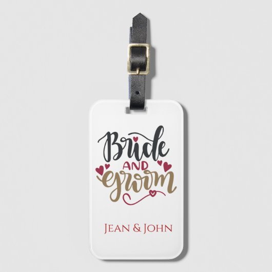 Bride en Groom gepersonaliseerd Bagagelabel (Voorkant (verticaal))