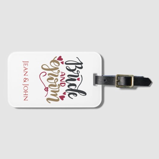 Bride en Groom gepersonaliseerd Bagagelabel (Voorkant (horizontaal))