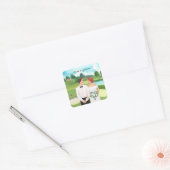 Bride en Groom Golfer bruiloft op golfbaan Vierkante Sticker (Envelop)