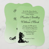 Bride en Groom Green Wedding Invitation Kaart (Voorkant / Achterkant)
