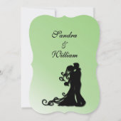 Bride en Groom Green Wedding Invitation Kaart (Achterkant)