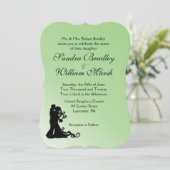 Bride en Groom Green Wedding Invitation Kaart (Staand voorkant)