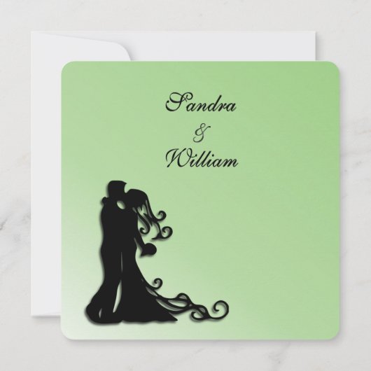 Bride en Groom Green Wedding Kaart (Achterkant)