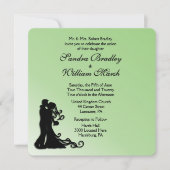 Bride en Groom Green Wedding Kaart (Voorkant)