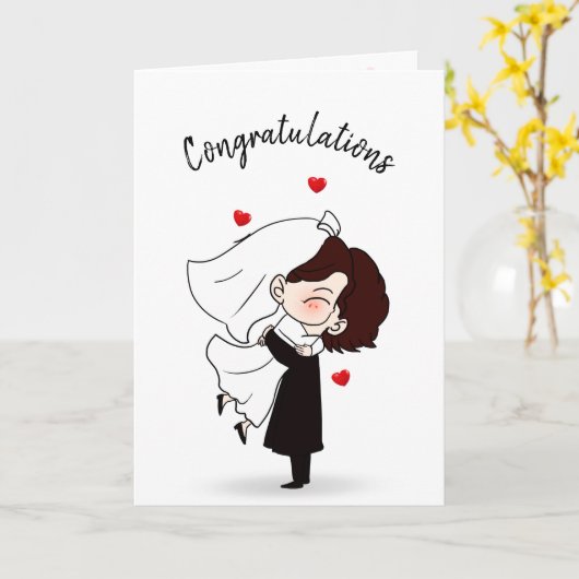 Bride en Groom Happiness Kaart (Gele Bloem)