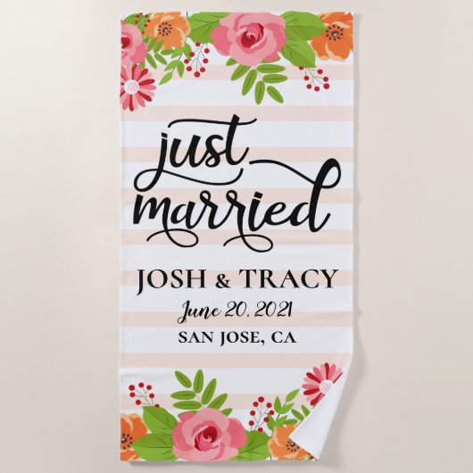 Bride en Groom, Hubby en Wifey, Wedding Gift Strandlaken (Voorkant)