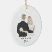 Bride en Groom Illustration Ceramic Ornament (Rechts)