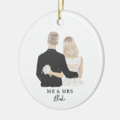 Bride en Groom Illustration Ceramic Ornament (Links)