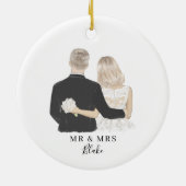 Bride en Groom Illustration Ceramic Ornament (Achterkant)