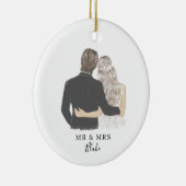 Bride en Groom Illustration Ceramic Ornament (Rechts)