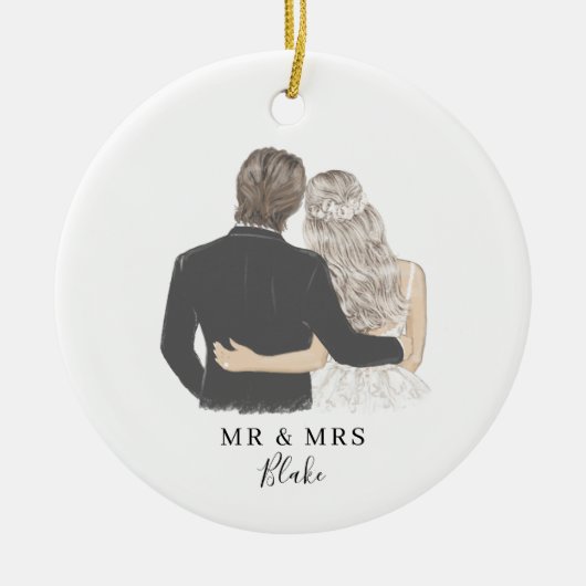 Bride en Groom Illustration Ceramic Ornament (Voorkant)