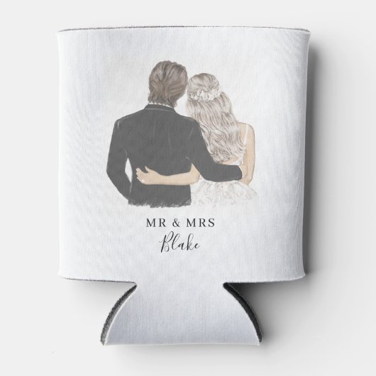 Bride en Groom Illustration Koelbox Blikjeskoeler (Voorkant)