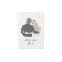 Bride en Groom Illustration Paspoorthouder