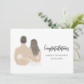 Bride en Groom Illustration Wedding Card (Staand voorkant)