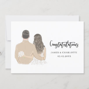 Bride en Groom Illustration Wedding Card