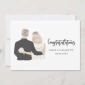 Bride en Groom Illustration Wedding Card (Voorkant)