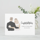 Bride en Groom Illustration Wedding Card (Staand voorkant)