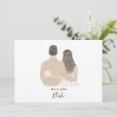 Bride en Groom Illustration Wedding Card (Staand voorkant)