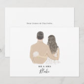 Bride en Groom Illustration Wedding Card (Voorkant / Achterkant)